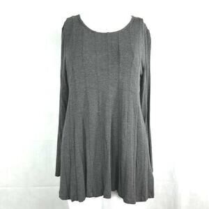 Soft Surroundings Shirt Womens Sz PS Petite Gray Bell Sleeve Knit Stretch‎ Tunic